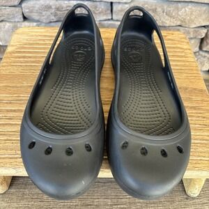 Crocs Shoes Womens 8 Kadee Ballet Flats Comfort Black Rubber Slip On